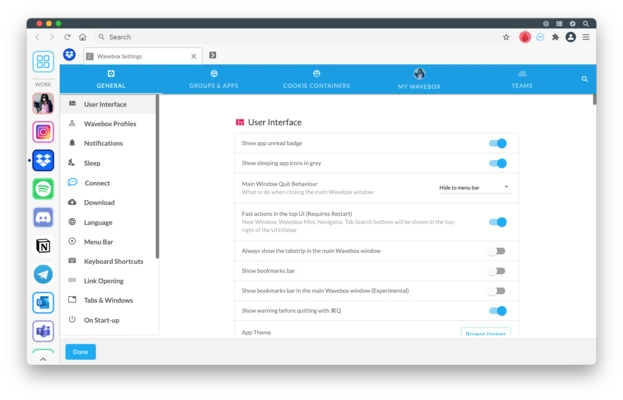 Wavebox 10.149.2.69 for Mac screenshot 1