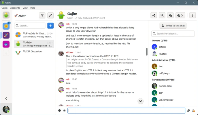 Gajim 2.4.7 screenshot 1