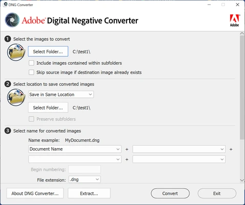Adobe DNG Converter 18.5 screenshot 1