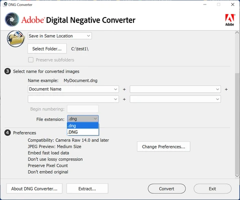 Adobe DNG Converter 18.5 screenshot 1