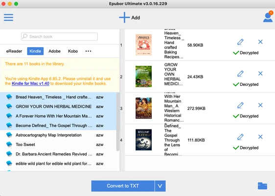 Epubor Ultimate eBook Converter 3.0.16.685 screenshot 1