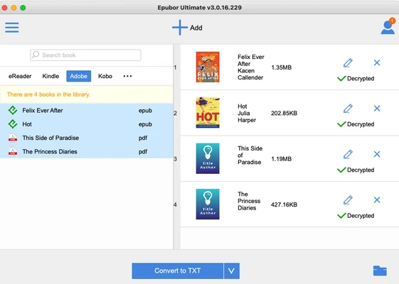 Epubor Ultimate eBook Converter 3.0.16.685 screenshot 1
