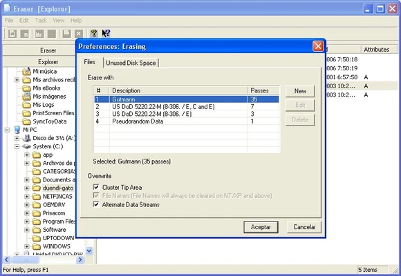 Eraser 6.2.0.2998 screenshot 1