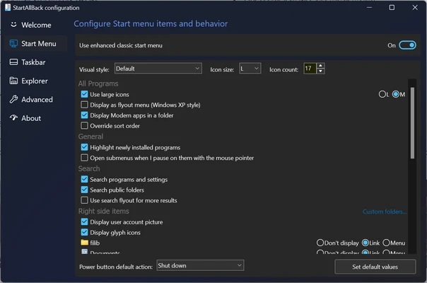 StartAllBack 3.9.25 screenshot 1