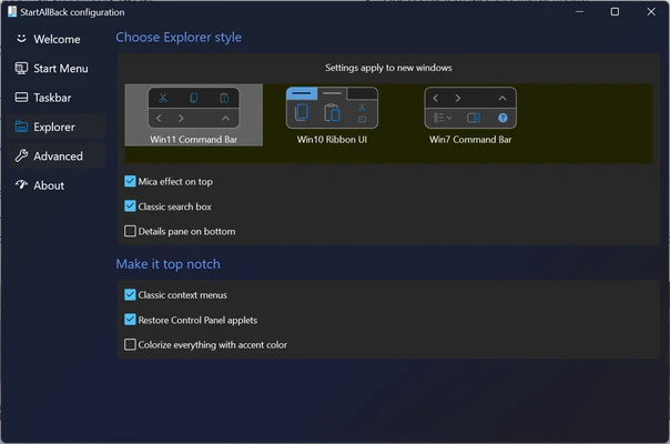 StartAllBack 3.9.25 screenshot 1