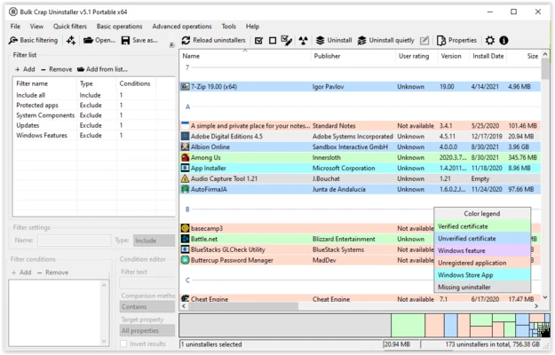 Bulk Crap Uninstaller 6.3.0 screenshot 1