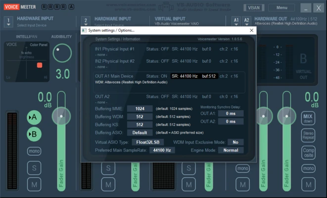 VoiceMeeter Standard 1.1.3.0 screenshot 1