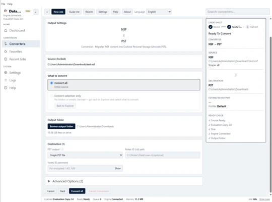 DataVare NSF to PST Converter Expert 2.0 screenshot 1
