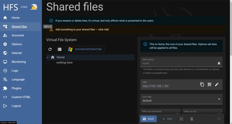 HFS 3.3.3 screenshot 1