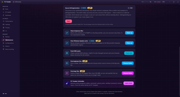 PC Tweaker 1.15.3 screenshot 1