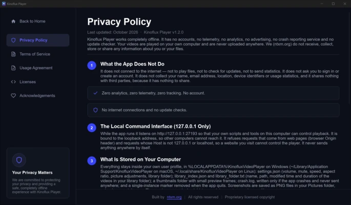 Kinoflux Player 1.2.0 screenshot 1