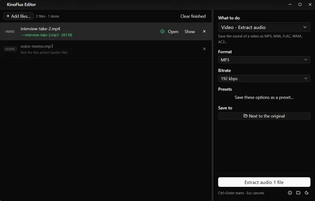 KinoFlux Editor 0.1.2 screenshot 1