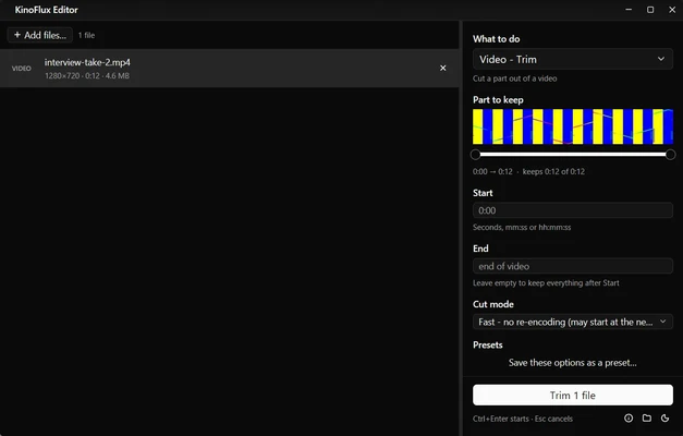 KinoFlux Editor 0.1.2 screenshot 1